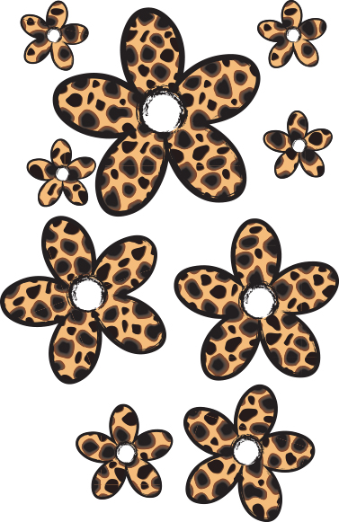 Leopard Print Flower Stickers